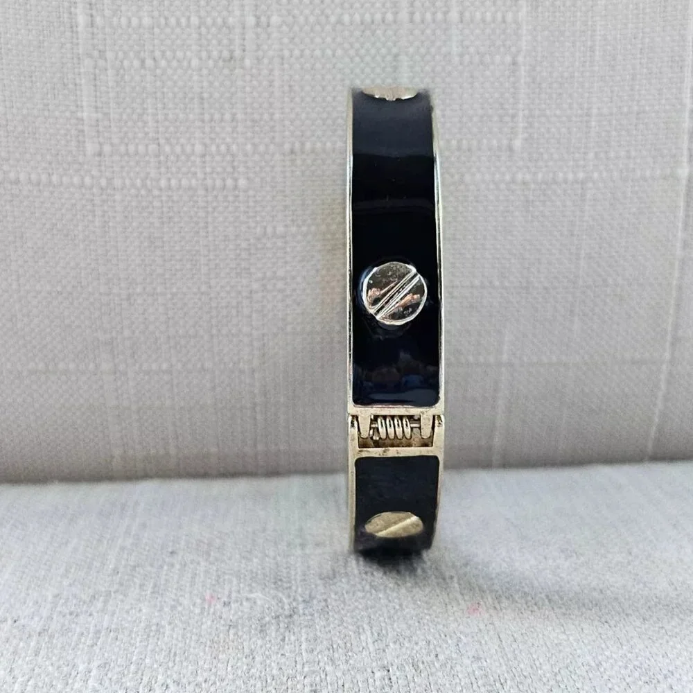 Fashion Bracelet Black/Gold Tone Wrist Band Fashion Jewelry Size 7 in - Picture 5 of 10